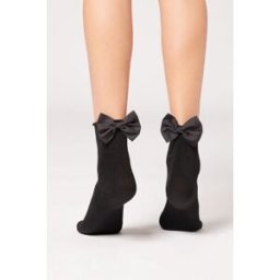 Calzedonia Dívčí ponožky s mašlí Unisex Černá Velikost 29-32