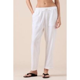 Calzedonia Dlouhé kalhoty ze směsi viskózy a lnu Žena Bílá Velikost M
