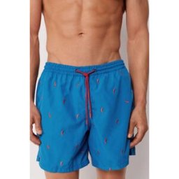 Calzedonia Pánské vzorované boxerkové plavky Formentera Člověk Modrá Velikost L