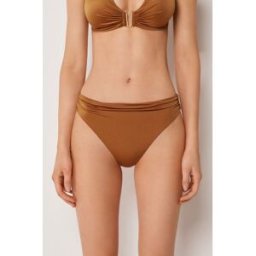 Calzedonia Kalhotky k plavkám Shiny Satin Žena Hnědá Velikost S