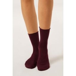 Calzedonia Vlněné/Bavlněné ponožky bez lemu Žena Bordová Velikost TU