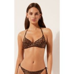 Calzedonia Trojúhelníková podprsenka s výztuží k plavkám Wild Animalier Žena Hnědá Velikost 5