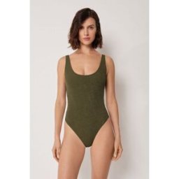 Calzedonia Vykrojené jednodílné plavky Crinkle Waves Žena Zelená Velikost M