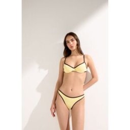 Calzedonia Balkonová podprsenka k plavkám Bicolor Piping Žena Černá Velikost 2