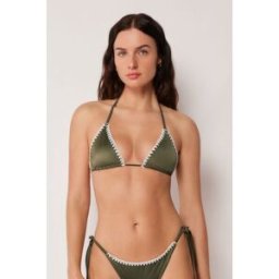Calzedonia Trojúhelníková podprsenka k plavkám Refined Shine Žena Zelená Velikost 5