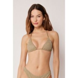 Calzedonia Trojúhelníková podprsenka k plavkám Metallic Glow Žena Přírodní Velikost 3