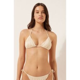 Calzedonia Trojúhelníková podprsenka s odnímatelnou vycpávkou k plavkám Shiny Satin Žena Přírodní Velikost 5