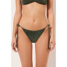 Calzedonia Kalhotky na šňůrky k plavkám Shiny Satin Žena Zelená Velikost L