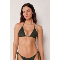 Calzedonia Trojúhelníková podprsenka k plavkám Sequin Net Žena Zelená Velikost 4