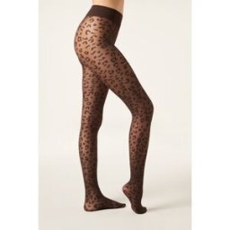 Calzedonia Tenké 30denové Punčocháče se Zvířecím Vzorem Žena Hnědá Velikost XL