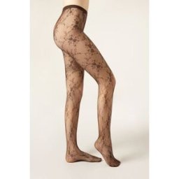 Calzedonia Punčocháče z květované krajky Žena Hnědá Velikost 1/2