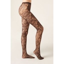 Calzedonia Síťované punčocháče s květy Žena Hnědá Velikost 3/4