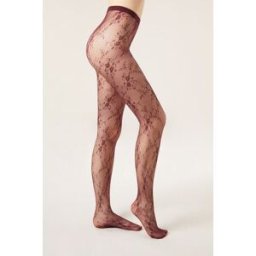 Calzedonia Punčocháče z květované krajky Žena Červená Velikost 3/4