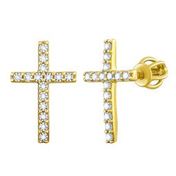 Silvego Zlaté náušnice pecky Abbys s čirými Brilliance Zirconia - FNN33490EGY