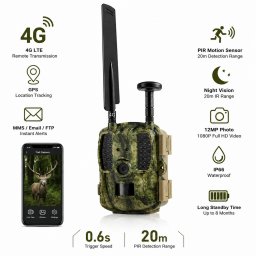 Fotopast na SIM kartu 4G s MMS + Email upozornění + GPS s FULL HD + 52 IR LED + IP66