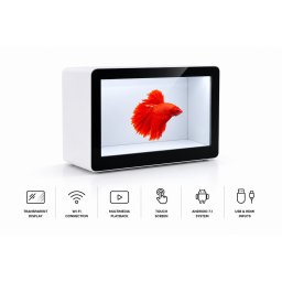 Skříňka s LCD displejem průhledným dotykovým pro prezentaci reklamu produktů - 13,3"