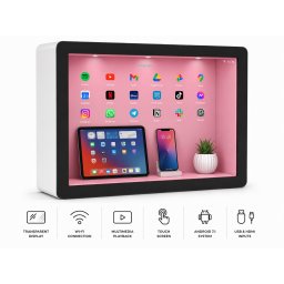 Reklamní vitrína s LCD displejem průhledným pro prezentaci produktů s Android systémem - 21.5"