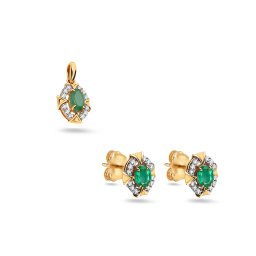 Diamantová souprava Faiza se smaragdem, žluté zlato 14K KU2184SS