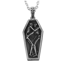 náhrdelník s přívěskem Double Skull Coffin - SS8-725P 2023 steel