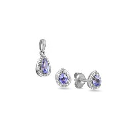 Tanzanitová souprava s diamanty Mayte, bílé zlato, 14K IZBR583AS
