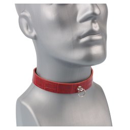 obojek - choker LEATHER & STEEL FASHION - Ring - Red - LSF9 103-a