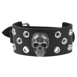 náramek LEATHER & STEEL FASHION - Skull and Ring - LSF1 154