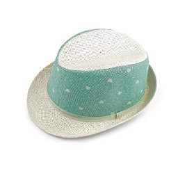 Dětský letní klobouk / slamák srdce, barva 16 (vel. 54) mint glitry