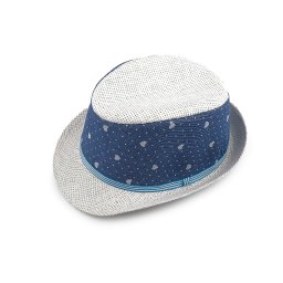 Dětský letní klobouk / slamák srdce, barva 17 (vel. 54) modrá jeans glitry
