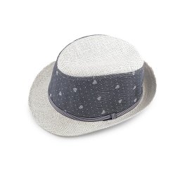 Dětský letní klobouk / slamák srdce, barva 20 (vel. 54) šedá glitry
