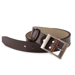 Pánský kožený pásek šíře 3 cm z hovězí kůže hladký, barva 6 (110-115 cm) hnědá