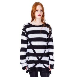 dámský svetr Heartless - ORIANA JUMPER - BLACK/WHITE - HEARTLESS - T-ORIANA-BW-1