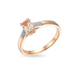 Briliantový prsten s morganitem 0,04 ct, kombinované zlato 14K IZBR1472MR
