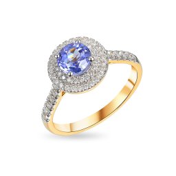 Briliantový prsten s tanzanitem 0,34 ct, kombinované zlato 14K IZBR1526