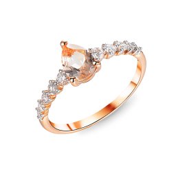 Briliantový prsten s morganitem ve tvaru slzy 0,26 ct, kombinované zlato 14K IZBR1531R
