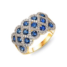 Briliantový prsten se safíry 0,40 ct, kombinované zlato 14K IZBR1533Z