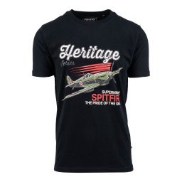 Triko s letadlem Spitfire Heritage ČERNÉ vel. L