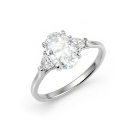Rafinovaný zásnubní prsten s oválným lab-grown diamantem, bílé zlato 14K IZLG1566A