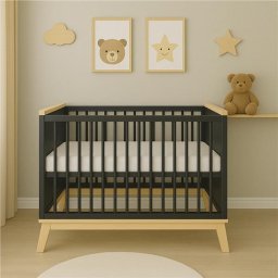 Dětská postýlka se zábranou New Baby MARCUS 120x60 cm grafit/přírodní