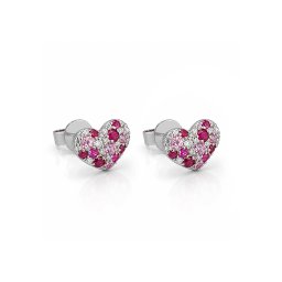 Briliantové náušnice s rubíny a růžovými safíry 0,11 ct, bílé zlato 14K DIHU126AN