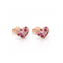 Briliantové náušnice s rubíny a růžovými safíry 0,11 ct, růžové zlato 14K DIHU126RN