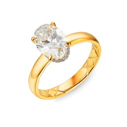 Diamantový prsten s oválným lab-grown diamantem 2,19 ct, žluté zlato 14K IZLG1569