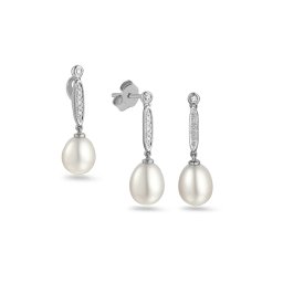 Perlová souprava s diamanty Oriana, bílé zlato IZBR109AS
