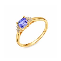 Briliantový prsten s tanzanitem 0,03 ct, žluté zlato 14K IZBR1378Y