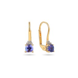 Briliantové náušnice s tanzanity 0,03 ct, žluté zlato 14K IZBR1378YN