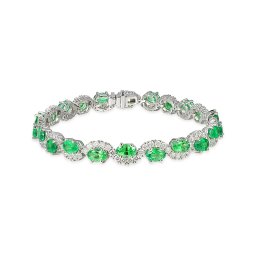 Diamantový náramek s oválnými tsavority 2,92 ct, bílé zlato 14K IZBR1538ANR