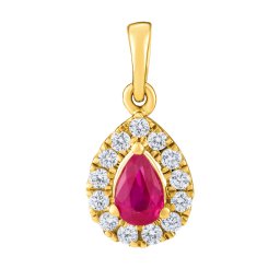 Silvego Diamantový přívěsek Dutchess ze žlutého zlata s přírodním rubínem a diamanty 0,09 ct - DNN3256PGYDRU