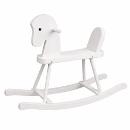 Dřevěný houpací koník pro děti Baby Mix bílý
