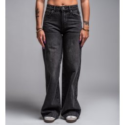 dámské kalhoty jeans baggy AFFLICTION - OMINOUS - washed černé - AWV30282-BK