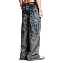 pánské kalhoty jeans baggy AFFLICTION - TRIBAL & WINGS - washed modré - 110XW134-GYTI