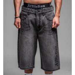 pánské kraťasy jeans AFFLICTION - CROSSED IN CHAINS - washed šedé - 110XW128-CH